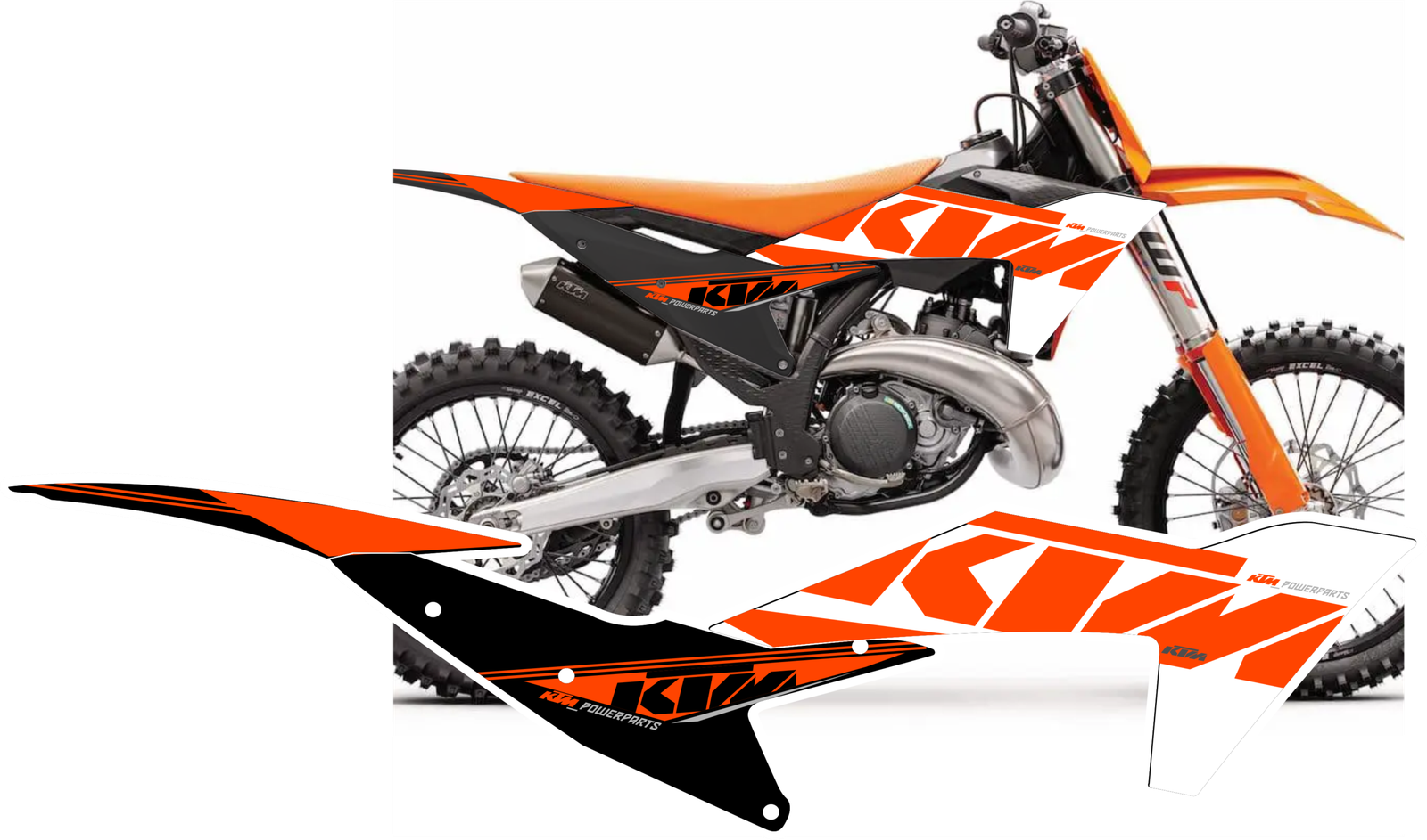 Motorcycle graphic kit on a dirt bike